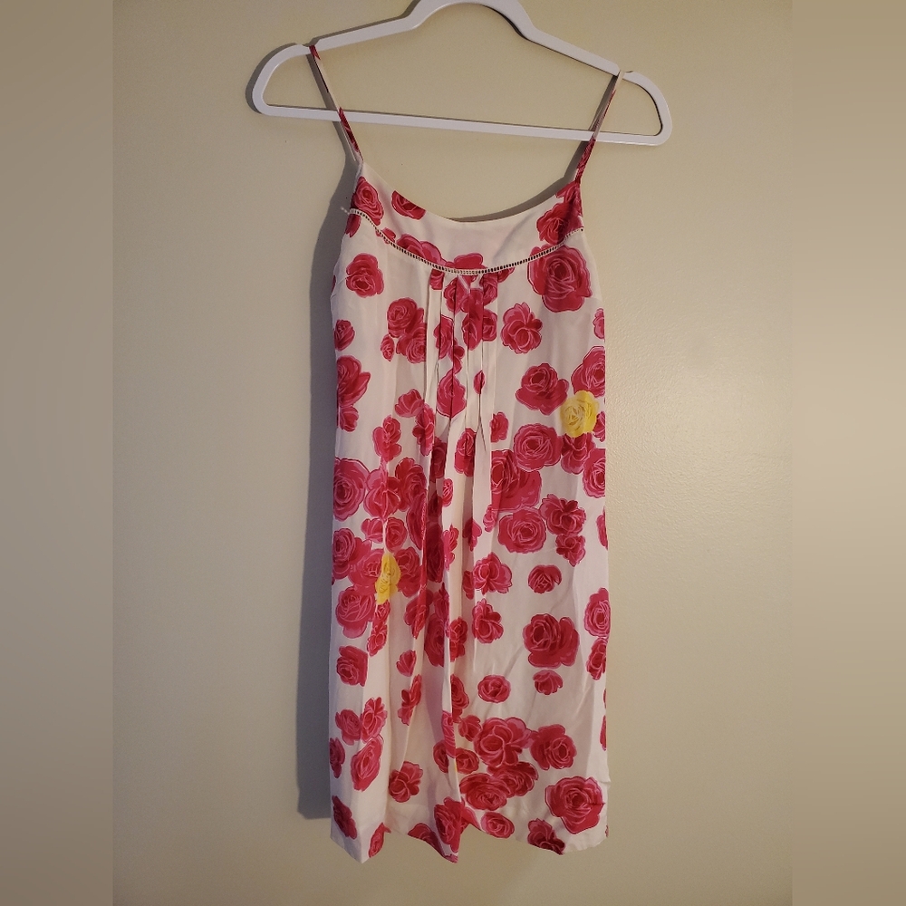 Moulinette Soeurs White Mini Dress with Pink Flowers Size 0